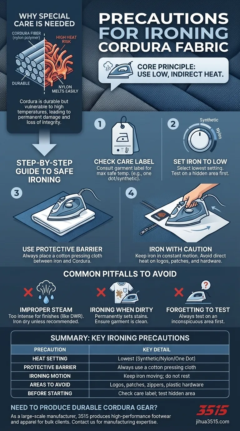 ما هي الاحتياطات التي يجب اتخاذها عند كي قماش الكوردورا؟ تجنب الذوبان والتلف بالحرارة المنخفضة دليل مرئي