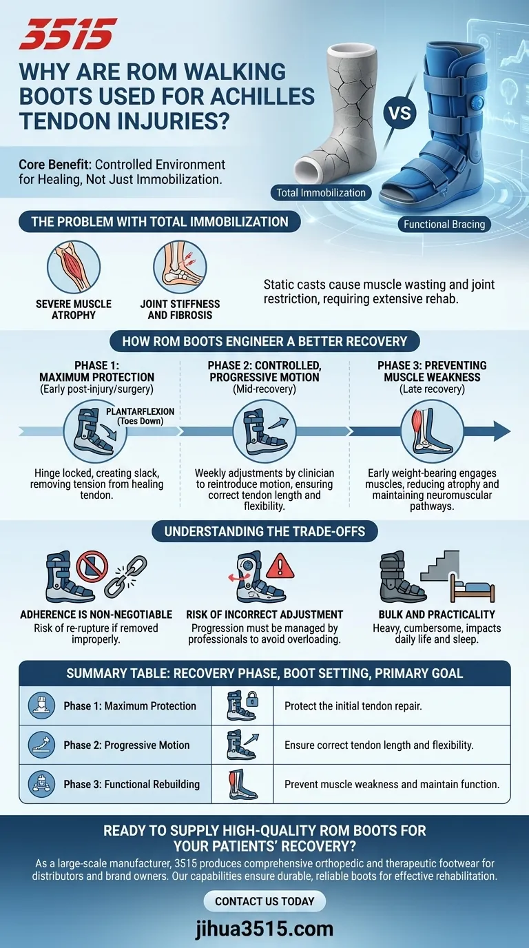 ¿Por qué se utilizan las botas de marcha con Rango de Movimiento (ROM) para las lesiones del tendón de Aquiles? Para una recuperación más rápida y fuerte Guía Visual