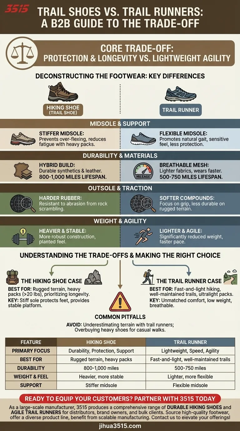 トレイルシューズはトレイルランナーと比較してどのような利点がありますか？耐久性のある保護 vs 軽量スピード ビジュアルガイド