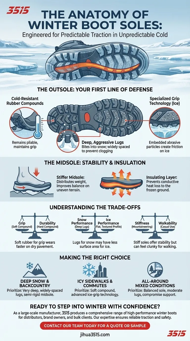 冬季靴底的特点是什么？专为终极寒冷天气牵引力而设计 图解指南