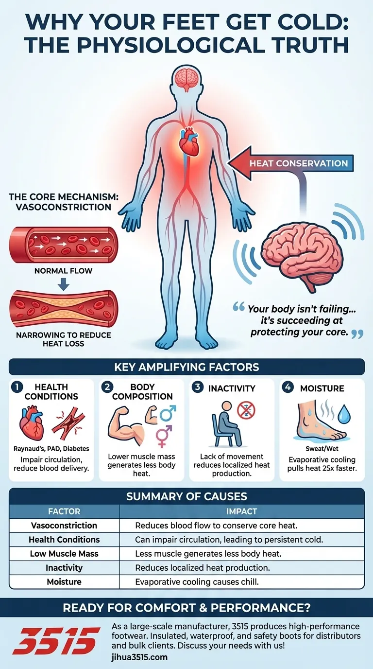 What are the main physiological causes of cold feet? Understanding Your Body's Survival Mechanism Visual Guide