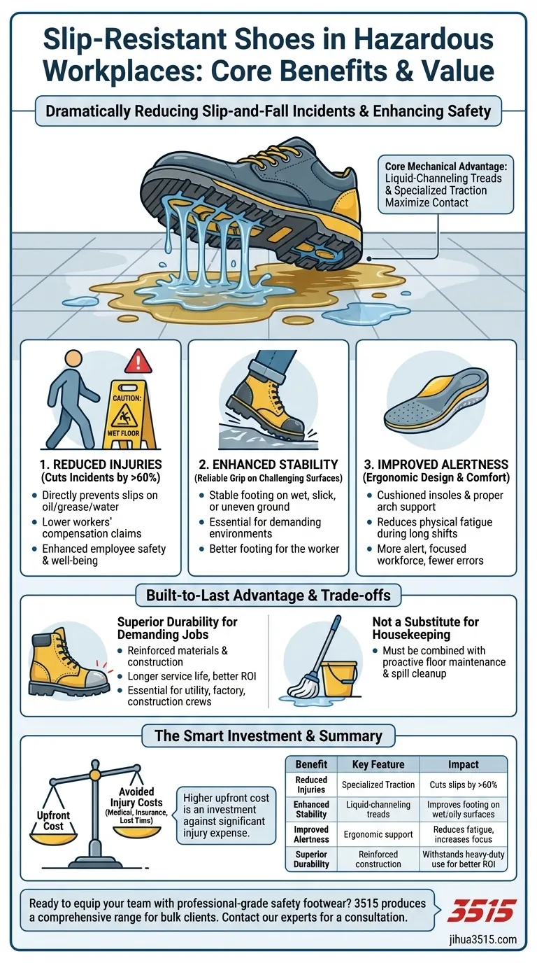 滑りにくい靴がもたらすメリットとは？ 負傷率を slash し、職場の安全性を高めます ビジュアルガイド