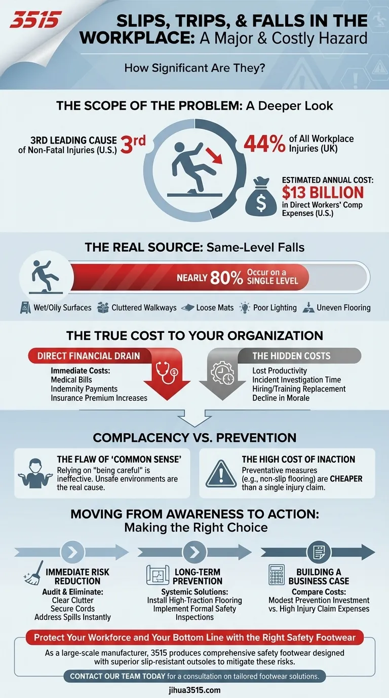 Quanto sono significativi scivolamenti, inciampi e cadute negli infortuni sul lavoro? Il problema da 13 miliardi di dollari Guida Visiva