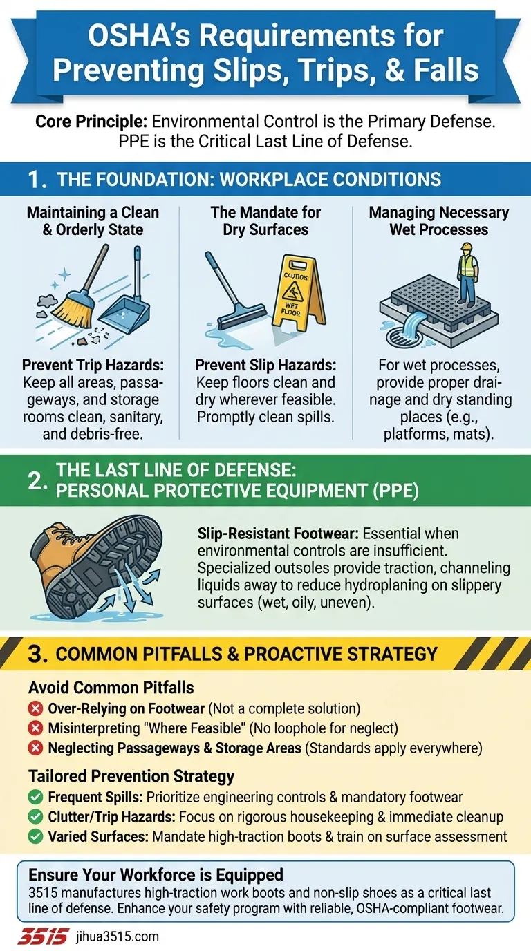 Каковы требования OSHA по предотвращению поскальзываний, спотыканий и падений? Создайте более безопасное рабочее место с помощью проактивных мер контроля. Визуальное руководство