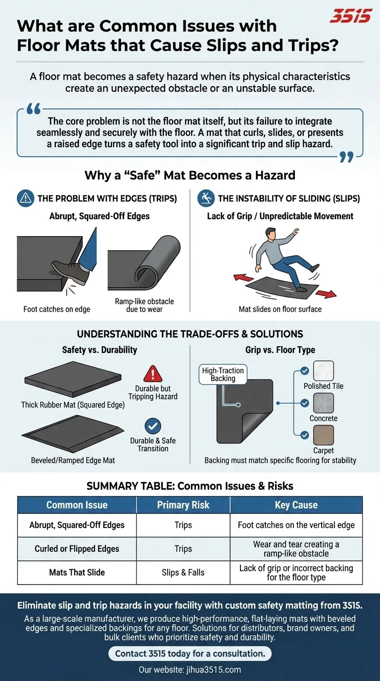 미끄러짐 및 넘어짐을 유발할 수 있는 바닥 매트의 일반적인 문제는 무엇인가요? 올바른 매트로 위험을 예방하세요. 시각적 가이드