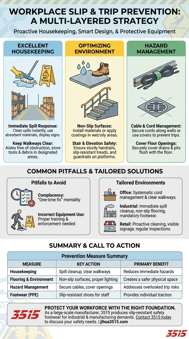 Quelles mesures peuvent prévenir les glissades et les chutes sur le lieu de travail ? Bâtir une culture de sécurité proactive Guide Visuel