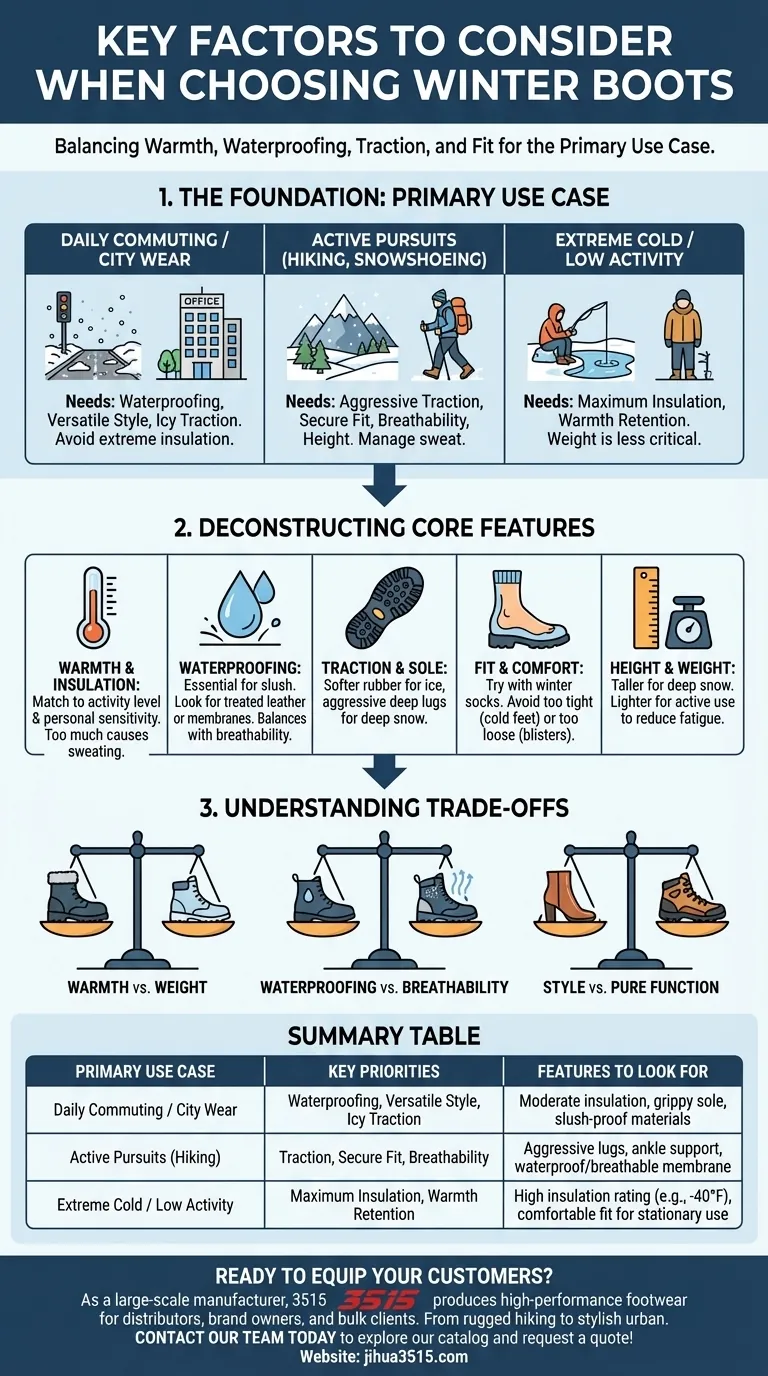 What are the key factors to consider when choosing winter boots? Find Your Perfect Match for Any Activity Visual Guide