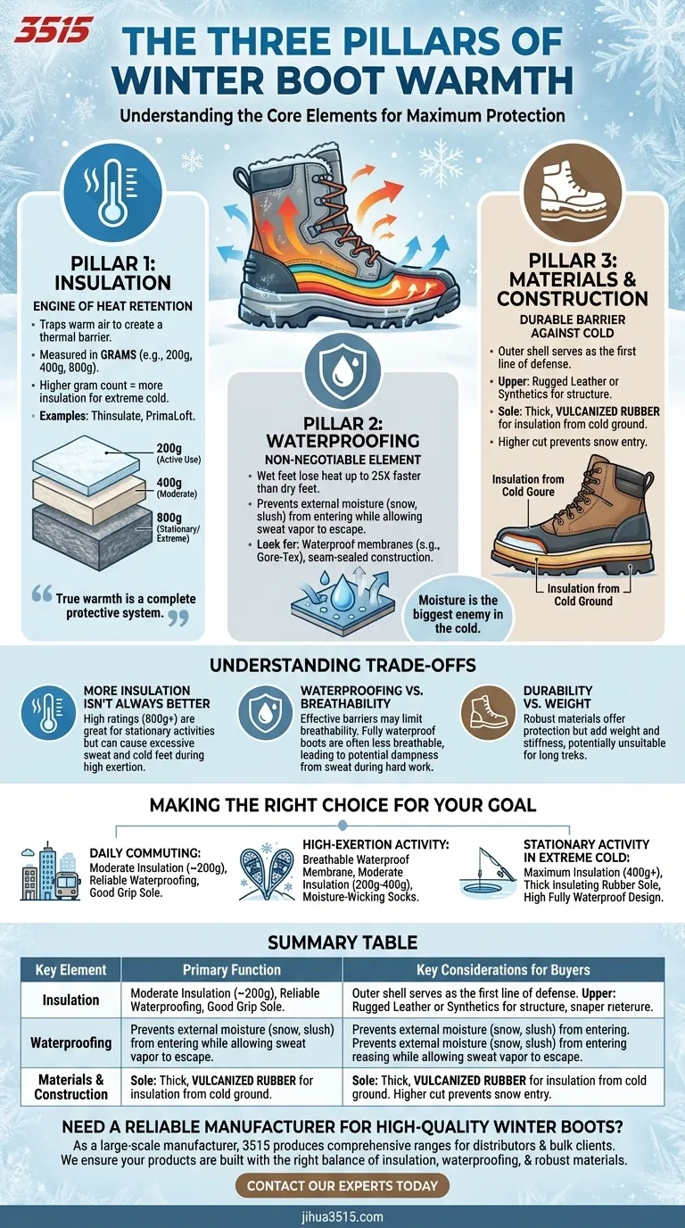 ما هي العناصر الثلاثة الهامة التي تؤثر على دفء أحذية الشتاء؟ الدليل النهائي للمشترين بالجملة دليل مرئي