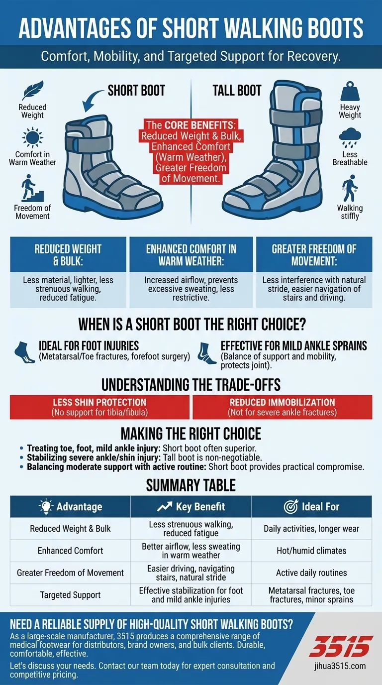 Quels sont les avantages des bottes de marche basses ? Légèreté et soutien pour la récupération du pied et de la cheville Guide Visuel
