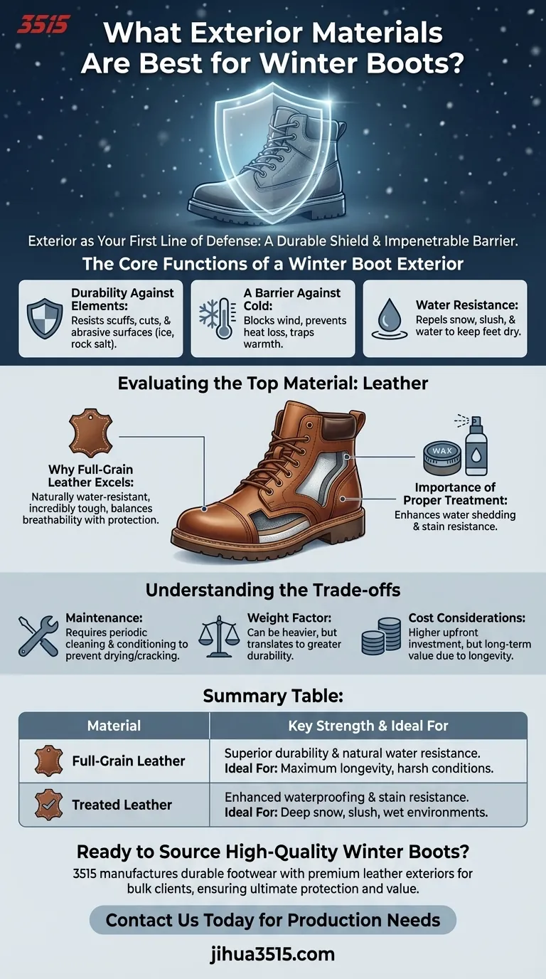 Quais materiais exteriores são melhores para botas de inverno? Couro Lidera para Proteção Máxima Guia Visual