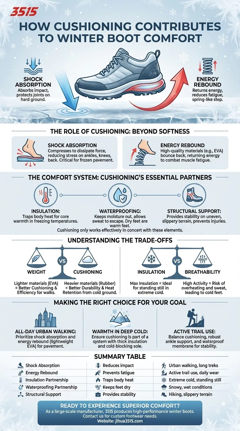 Como o amortecimento contribui para o conforto nas botas de inverno? Descubra a chave para o calor e o suporte durante todo o dia Guia Visual