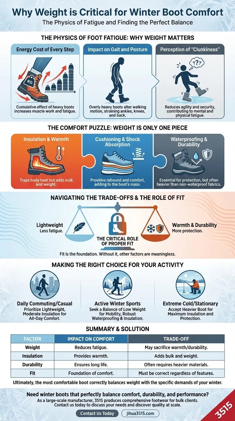 Pourquoi le poids est-il un facteur important pour le confort des bottes d'hiver ? Trouvez l'équilibre parfait pour un port toute la journée Guide Visuel