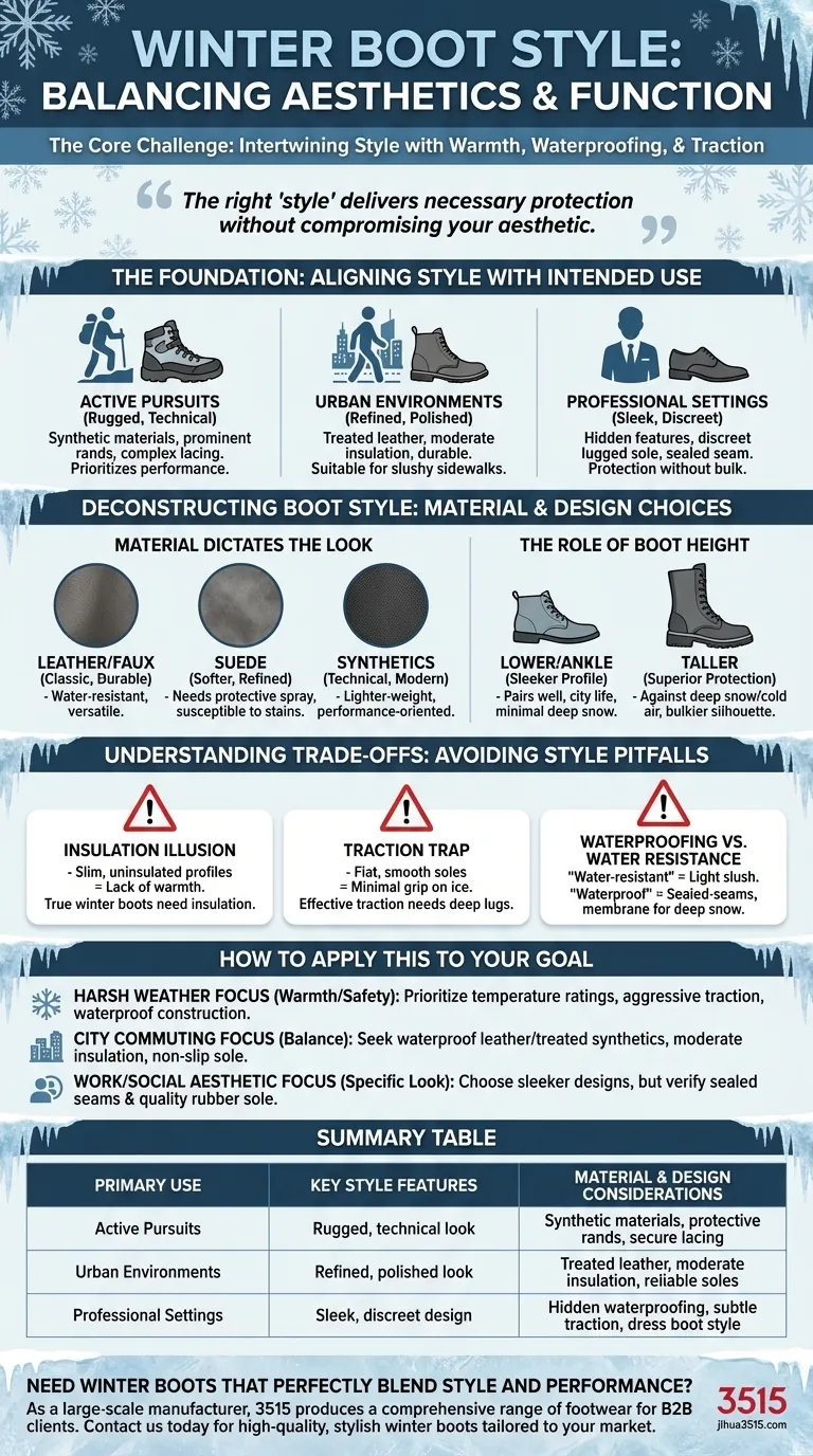 冬用ブーツを選ぶ際にスタイルに関して考慮すべきことは何ですか？ニーズに合わせてデザインと機能を整合させる ビジュアルガイド