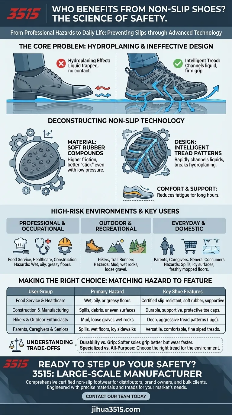 Quem pode se beneficiar do uso de sapatos antiderrapantes? Segurança Essencial para o Trabalho, Atividades ao Ar Livre e o Dia a Dia Guia Visual