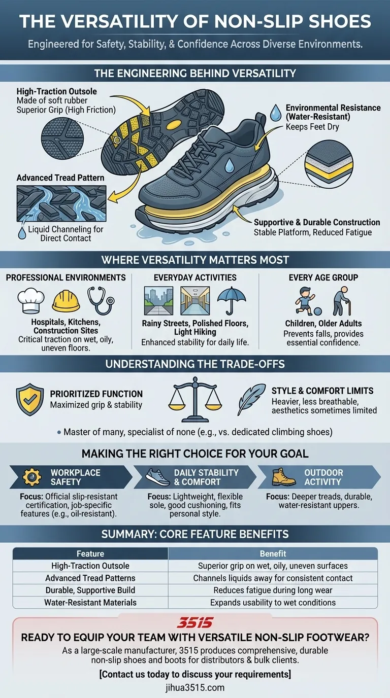 Pourquoi les chaussures antidérapantes sont-elles considérées comme polyvalentes ? Conçues pour la sécurité, du travail au week-end Guide Visuel