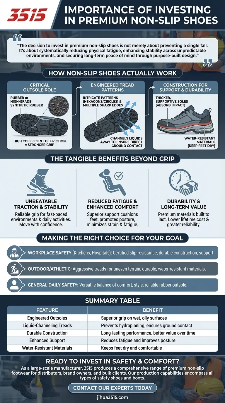 Какова важность инвестирования в премиальную противоскользящую обувь? Обеспечьте свою безопасность и комфорт Визуальное руководство