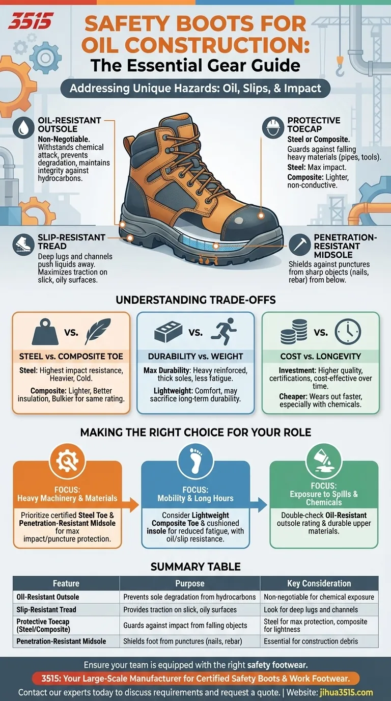 Que tipo de botas de segurança são adequadas para um trabalhador da construção civil em plataformas de petróleo? Características Essenciais para Locais Perigosos Guia Visual
