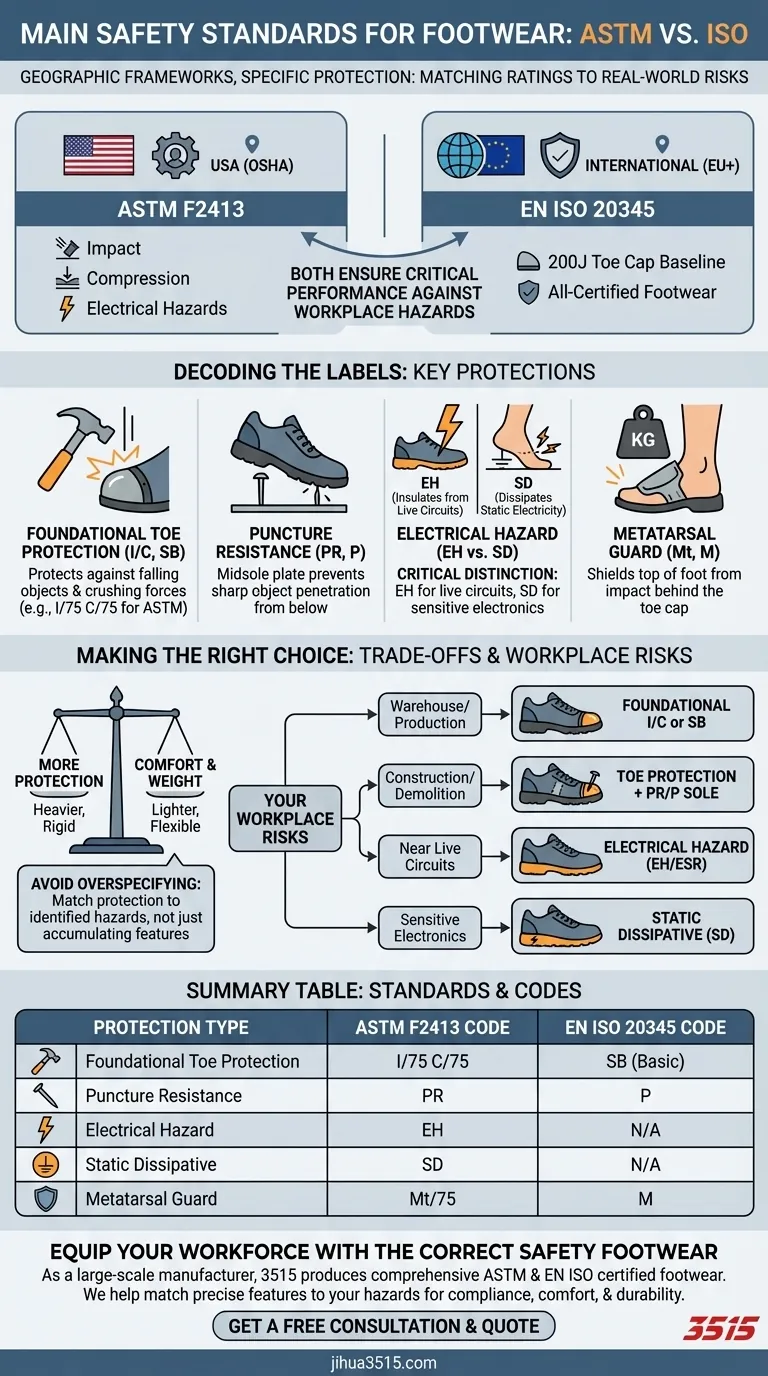 Каков основной стандарт безопасности для защитной обуви? Выберите правильную защиту для вашего рабочего места Визуальное руководство