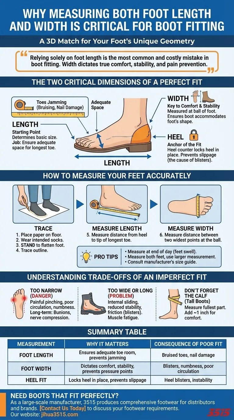 ブーツのフィッティングにおいて、足の長さと幅の両方を測定することが重要なのはなぜですか？高価な足の痛みを避ける ビジュアルガイド