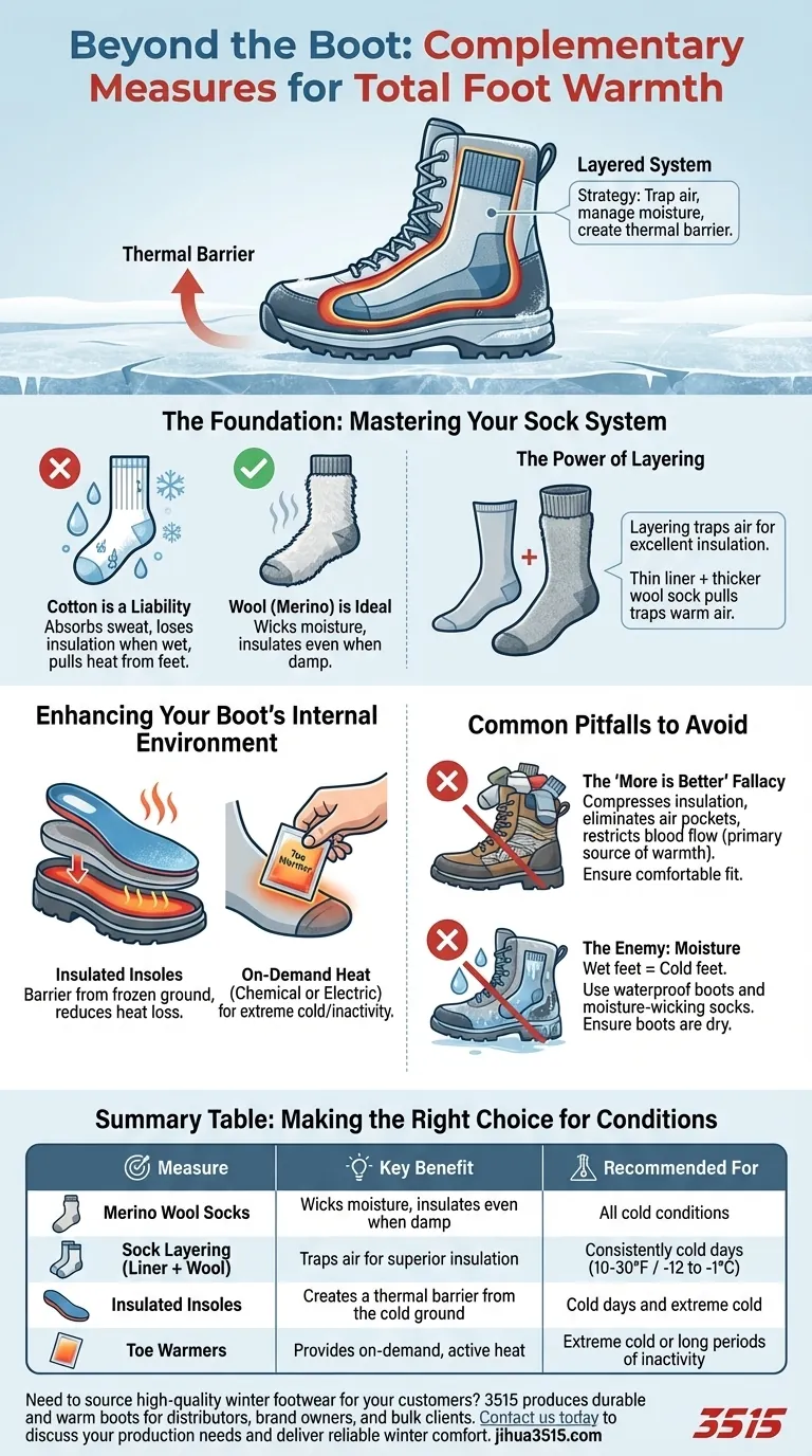 ¿Qué medidas adicionales complementan las botas de invierno para mantener los pies calientes? Domina el sistema de capas para disfrutar de la comodidad durante todo el día. Guía Visual