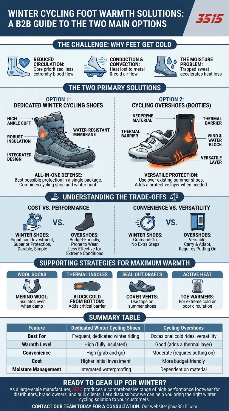 冬のサイクリング中に足を暖かく保つための主な2つの選択肢は何ですか？冬のライドをマスターしましょう ビジュアルガイド