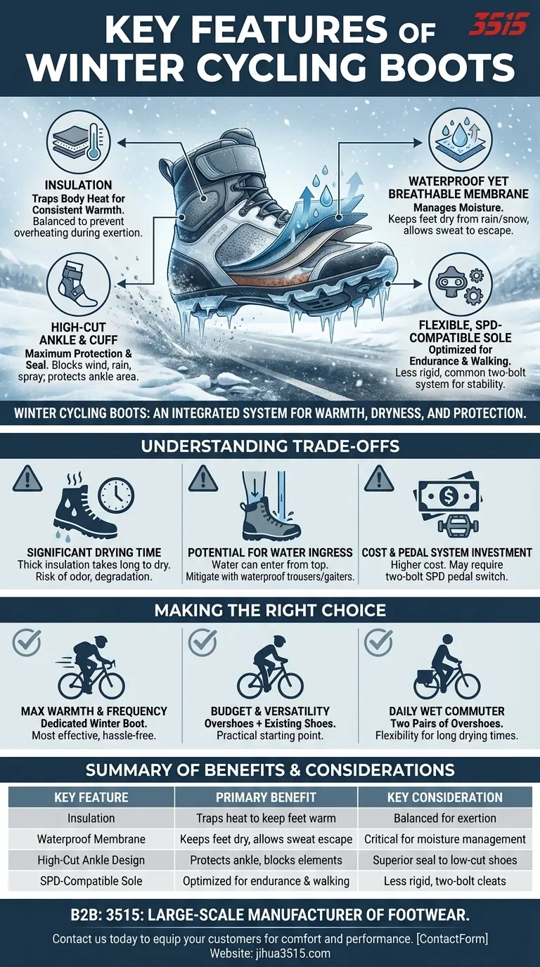 Quelles sont les caractéristiques clés des chaussures de cyclisme d'hiver ? Restez au chaud, au sec et protégé lors de vos sorties par temps froid. Guide Visuel