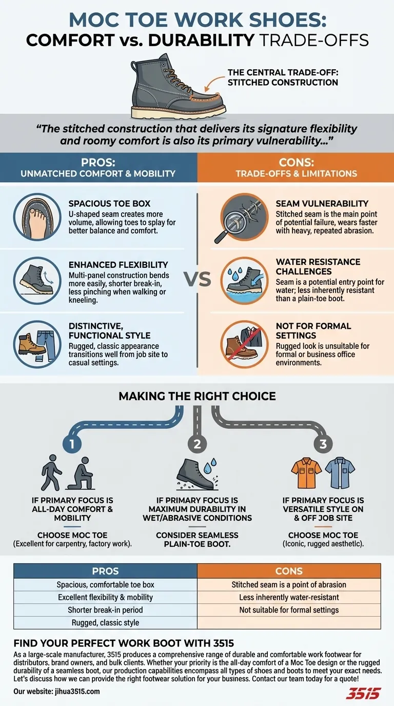 Quali sono i pro e i contro delle scarpe da lavoro Moc Toe? Una guida al comfort e alla durata per tutto il giorno Guida Visiva