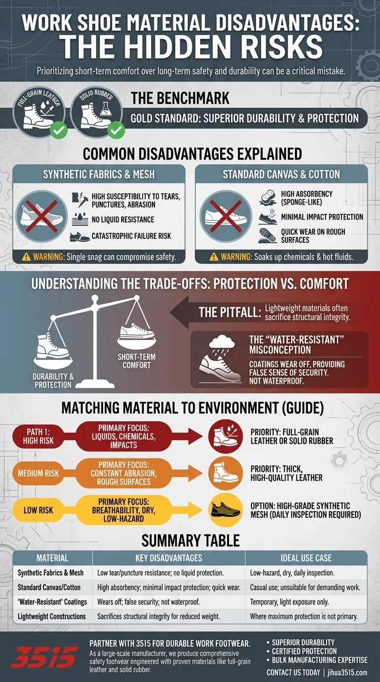 Quels sont les inconvénients de certains matériaux de chaussures de travail ? Évitez les défaillances coûteuses en matière de sécurité Guide Visuel