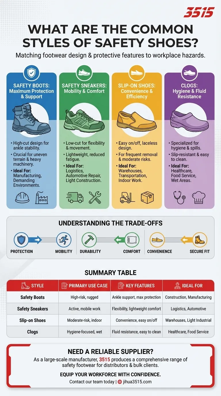 ¿Cuáles son los estilos comunes de calzado de seguridad? Encuentra el ajuste perfecto para tu trabajo Guía Visual