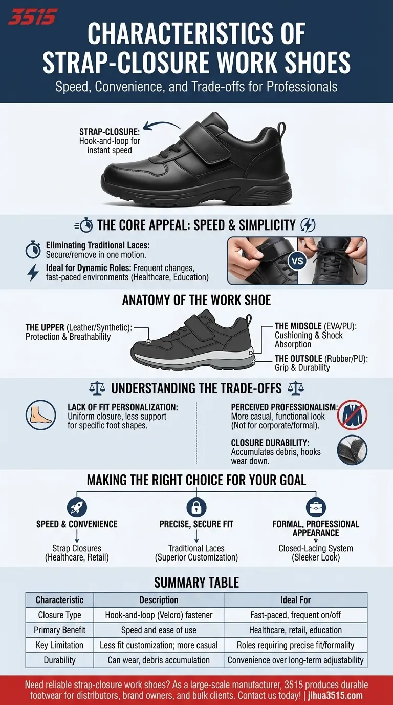 Quali sono le caratteristiche delle scarpe da lavoro con chiusura a strappo? Velocità, comodità e compromessi chiave Guida Visiva