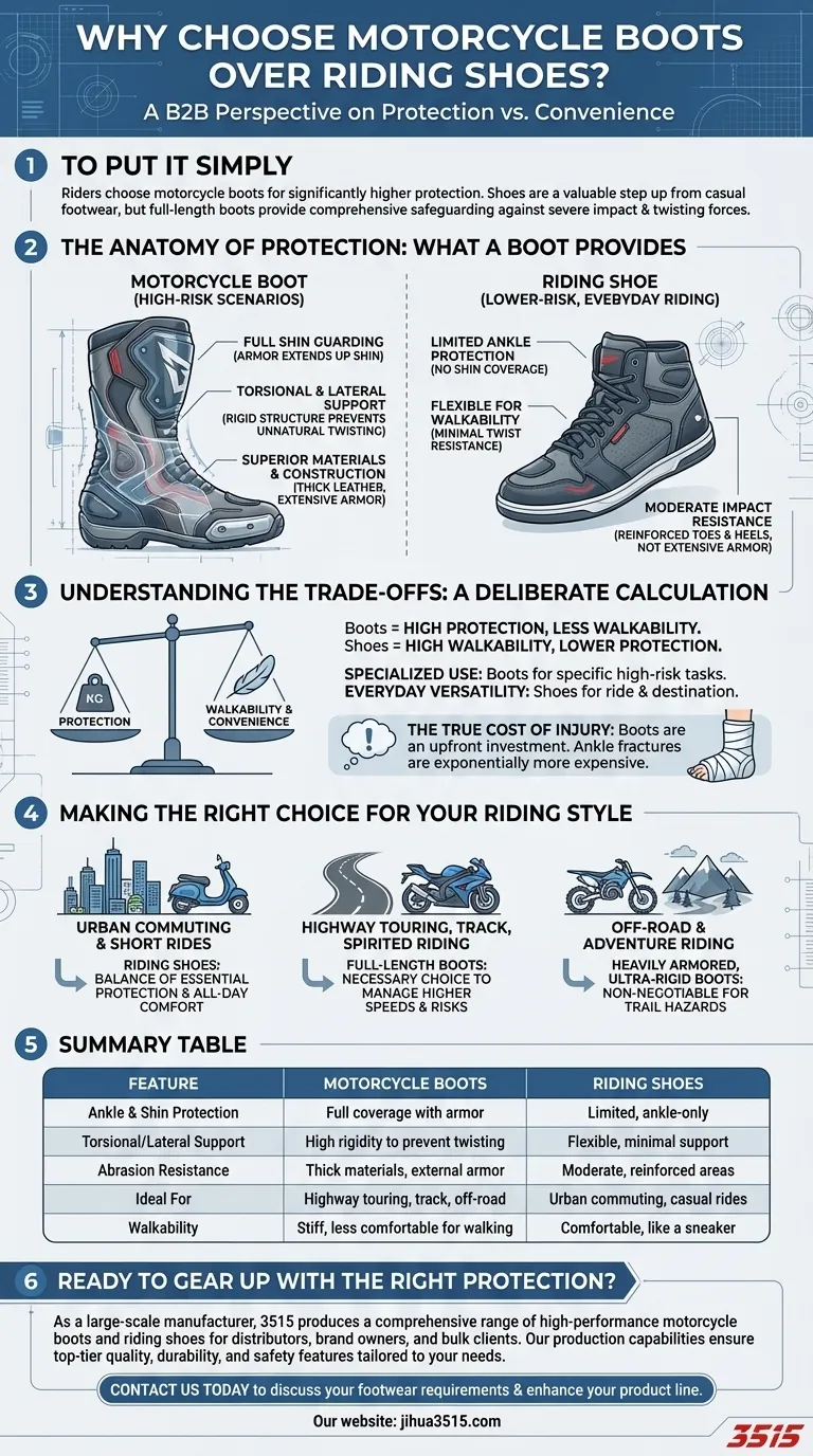 Pourquoi choisir des bottes de moto plutôt que des chaussures de moto ? Maximisez votre sécurité de conduite avec une protection supérieure Guide Visuel