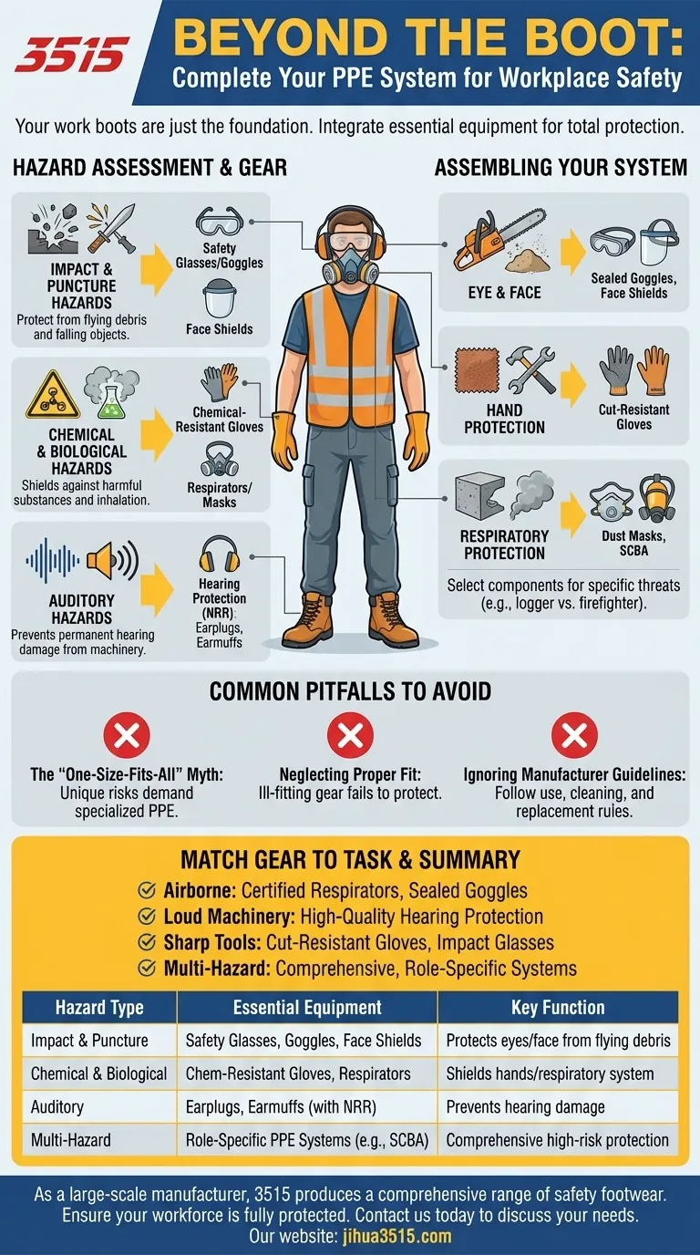 工作靴可能需要哪些额外的安全设备？完成您的个人防护装备系统，实现全面防护 图解指南