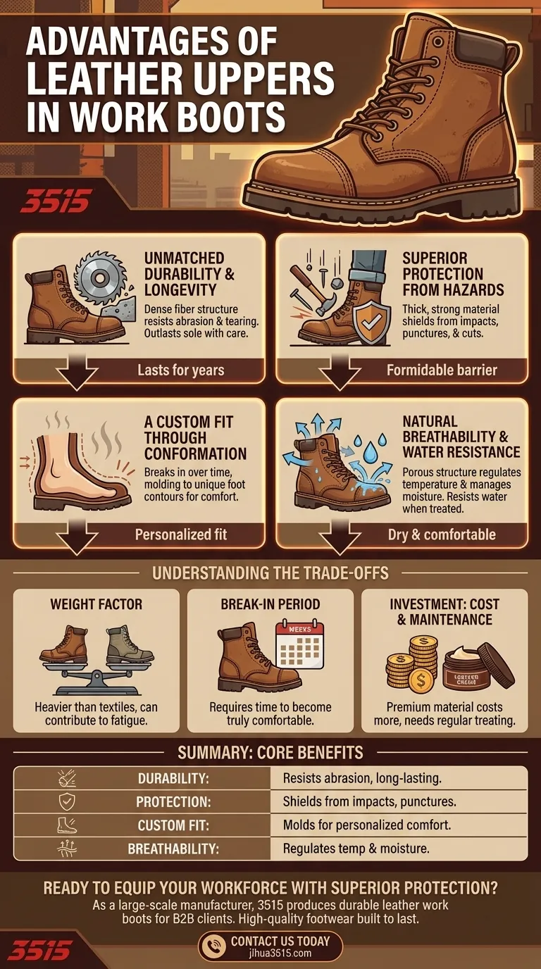 Каковы преимущества кожаной верха рабочей обуви? Непревзойденная долговечность и защита Визуальное руководство