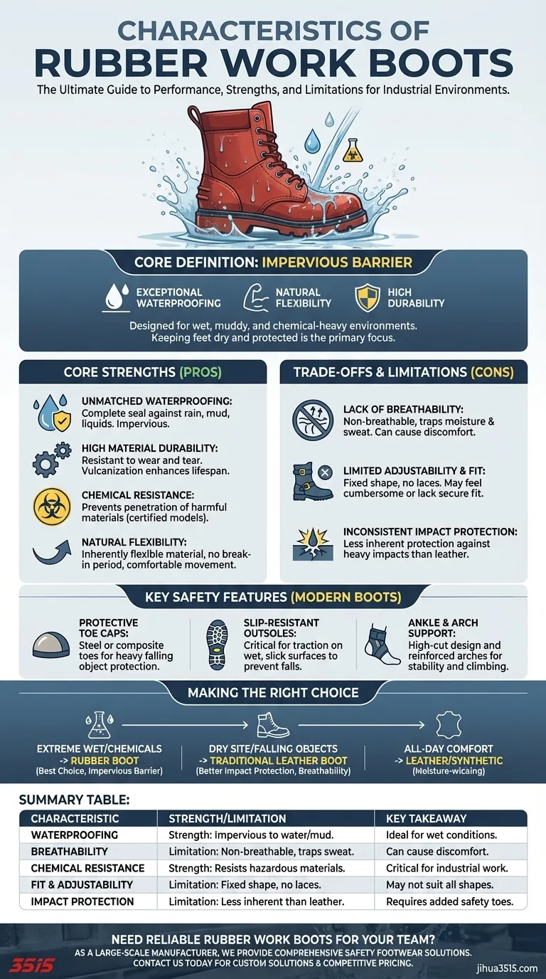 Quais são as características das botas de trabalho de borracha? Impermeabilização Inigualável para Ambientes Úmidos e Químicos Guia Visual