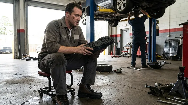 Perché l'ammortizzazione e il supporto dell'arco plantare sono importanti per le calzature da lavoro di un meccanico? Proteggi il tuo corpo dai pavimenti in cemento