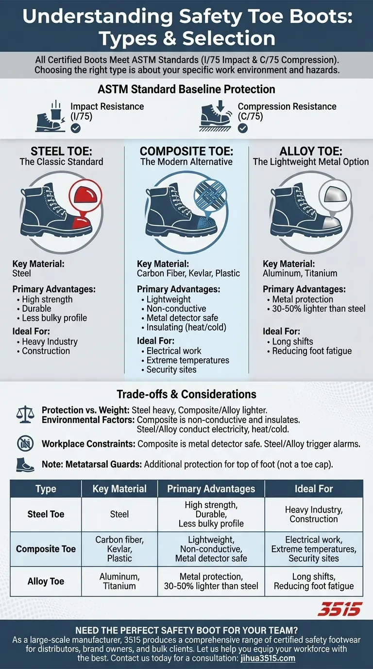 ما هي أنواع أحذية السلامة ذات الأصابع المتوفرة؟ اختر الحماية المناسبة لعملك دليل مرئي