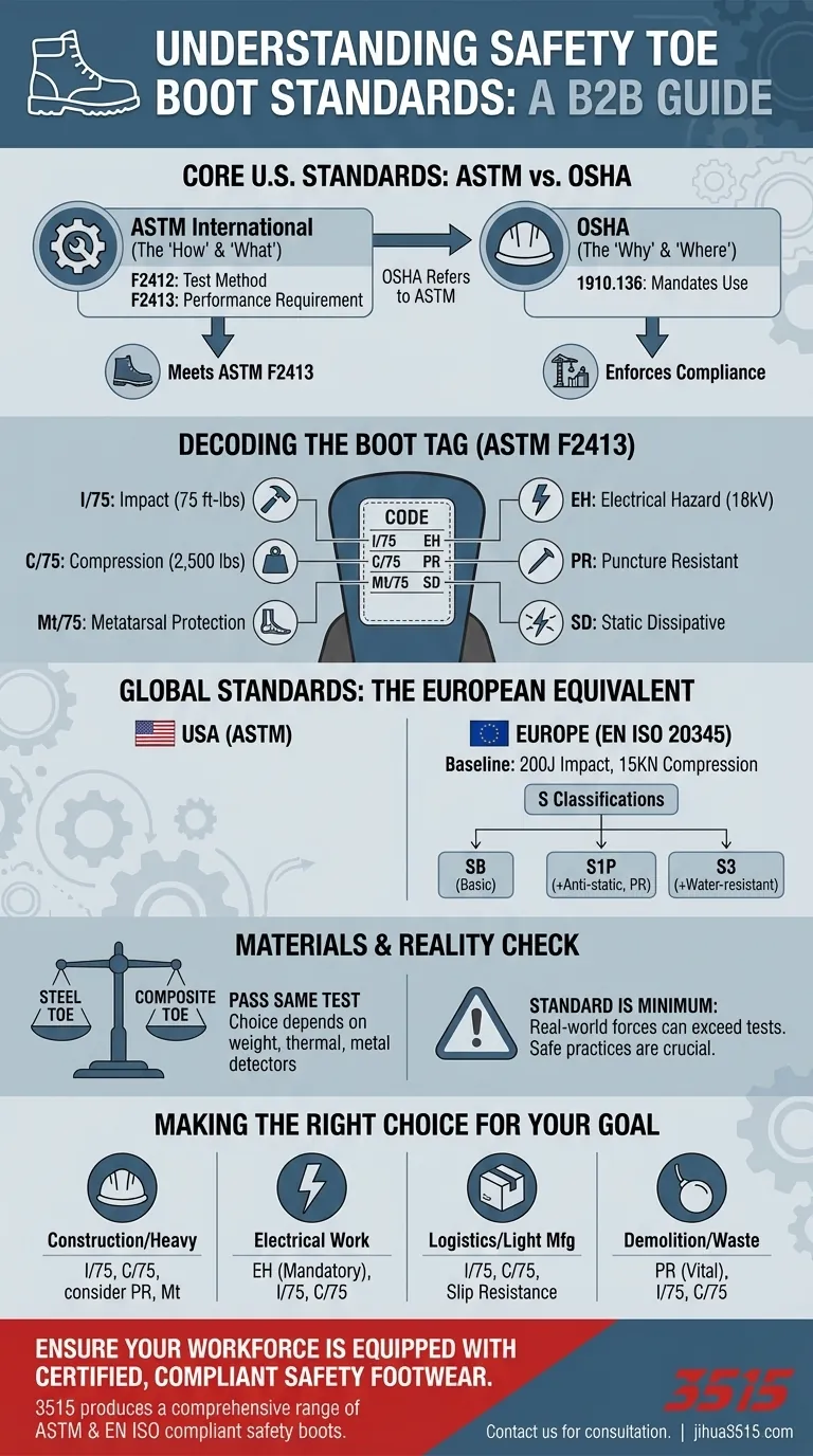 安全鞋头靴必须符合哪些标准？确保您的鞋类符合 ASTM F2413 标准 图解指南