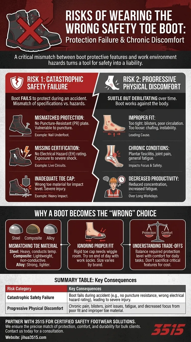 Quels sont les risques de porter la mauvaise chaussure de sécurité à embout ? Évitez les blessures catastrophiques et la douleur chronique. Guide Visuel