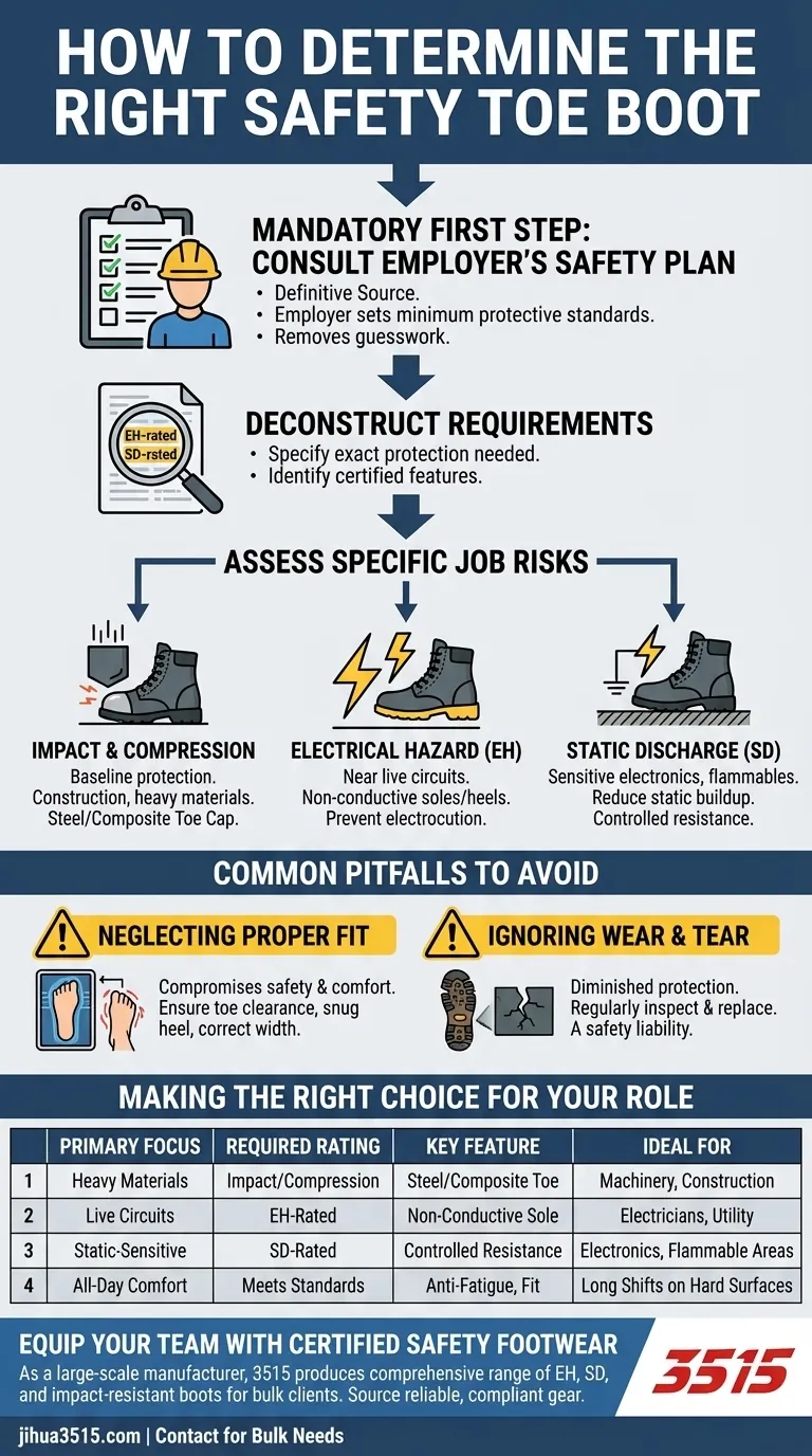¿Cómo puedes determinar la bota de seguridad adecuada para tu lugar de trabajo? Combina las botas con los peligros Guía Visual