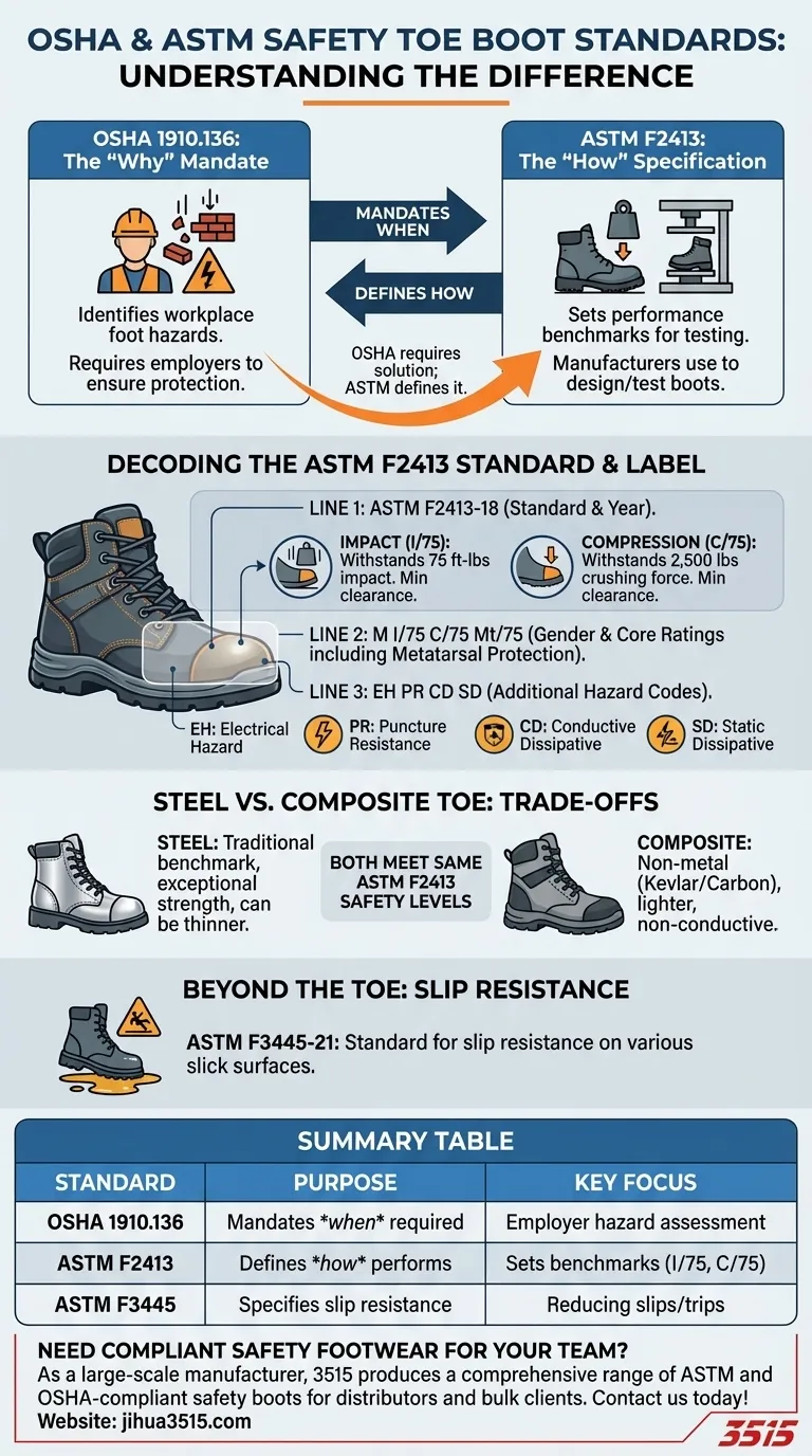 Quais são as normas OSHA e ASTM para botas de biqueira de segurança? Garanta que seu calçado esteja totalmente em conformidade Guia Visual