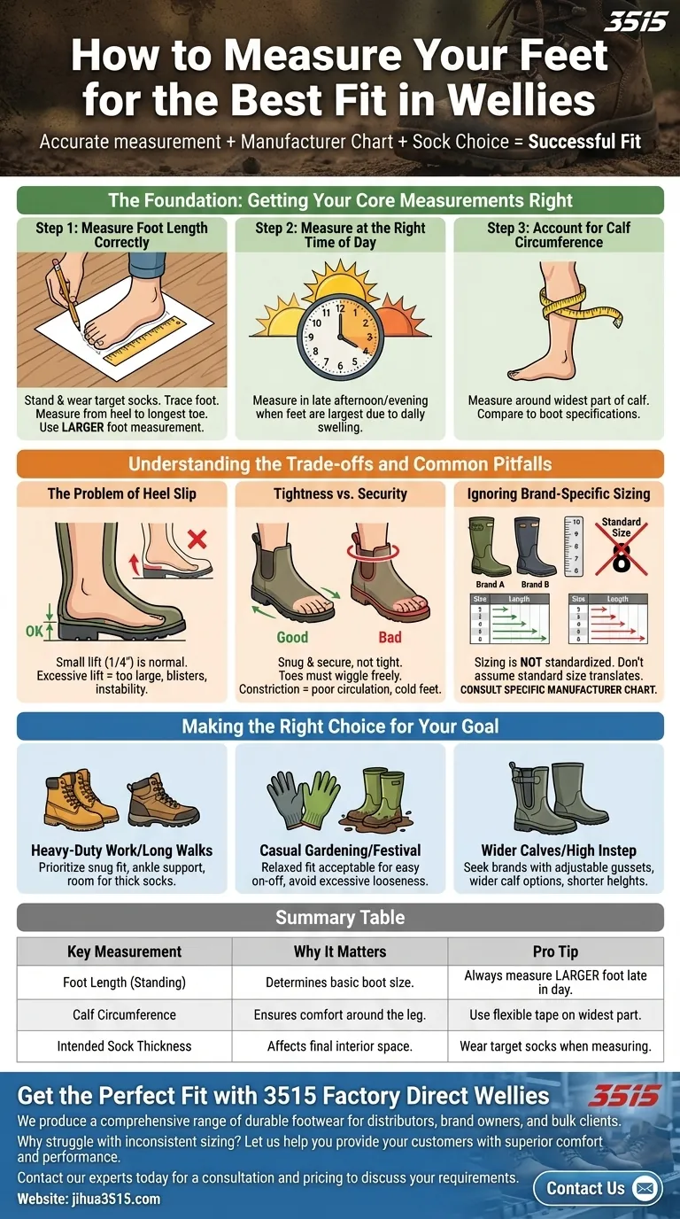 如何测量脚部尺寸以确保雨靴合脚？每次都能获得完美、无痛的合脚效果 图解指南