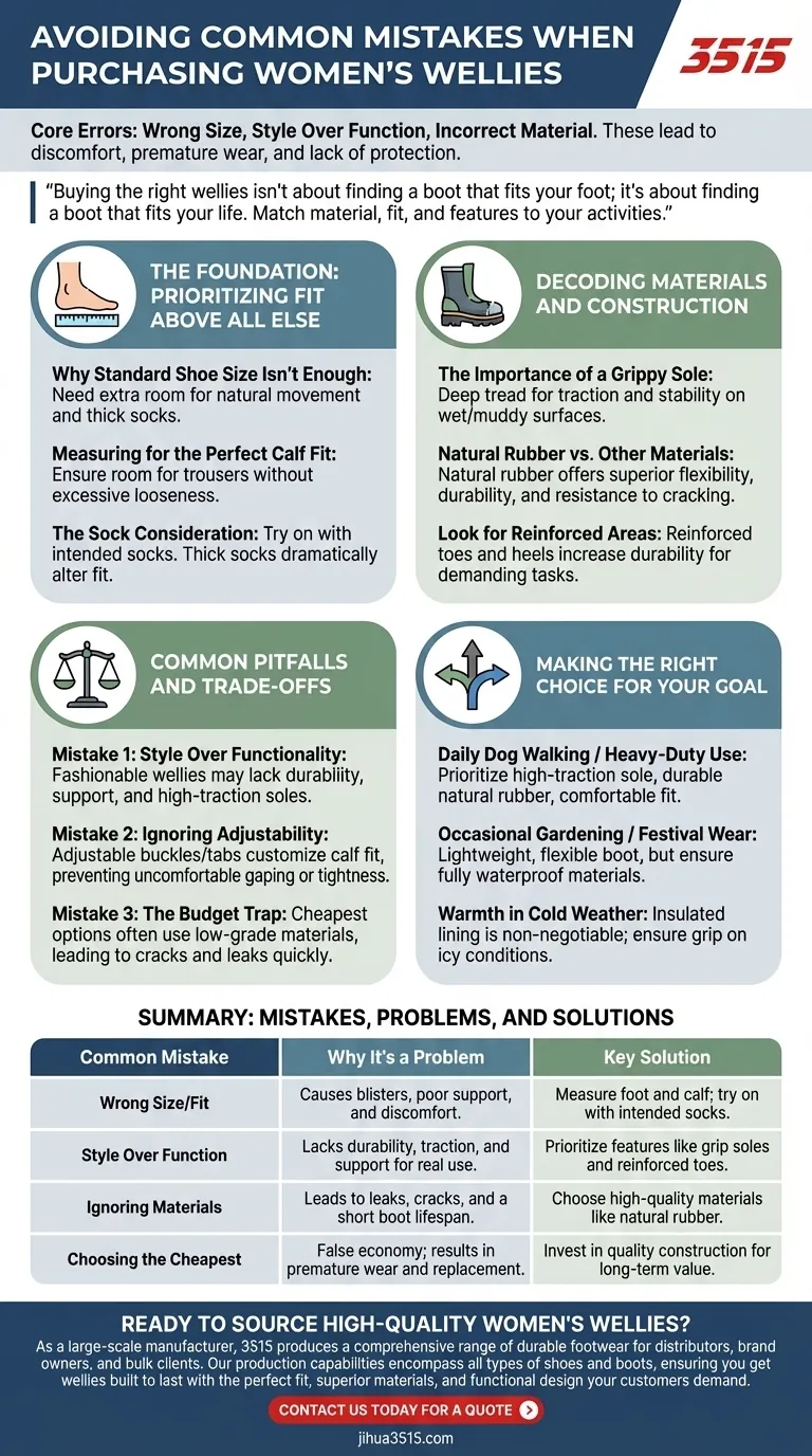 Quali sono gli errori comuni da evitare quando si acquistano stivali di gomma da donna? Ottieni la vestibilità perfetta e la durata Guida Visiva
