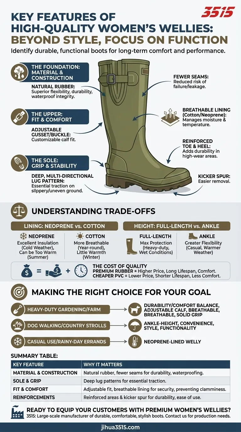 Quali caratteristiche cercare negli stivali di gomma da donna di alta qualità? Una guida alla durata e al comfort Guida Visiva