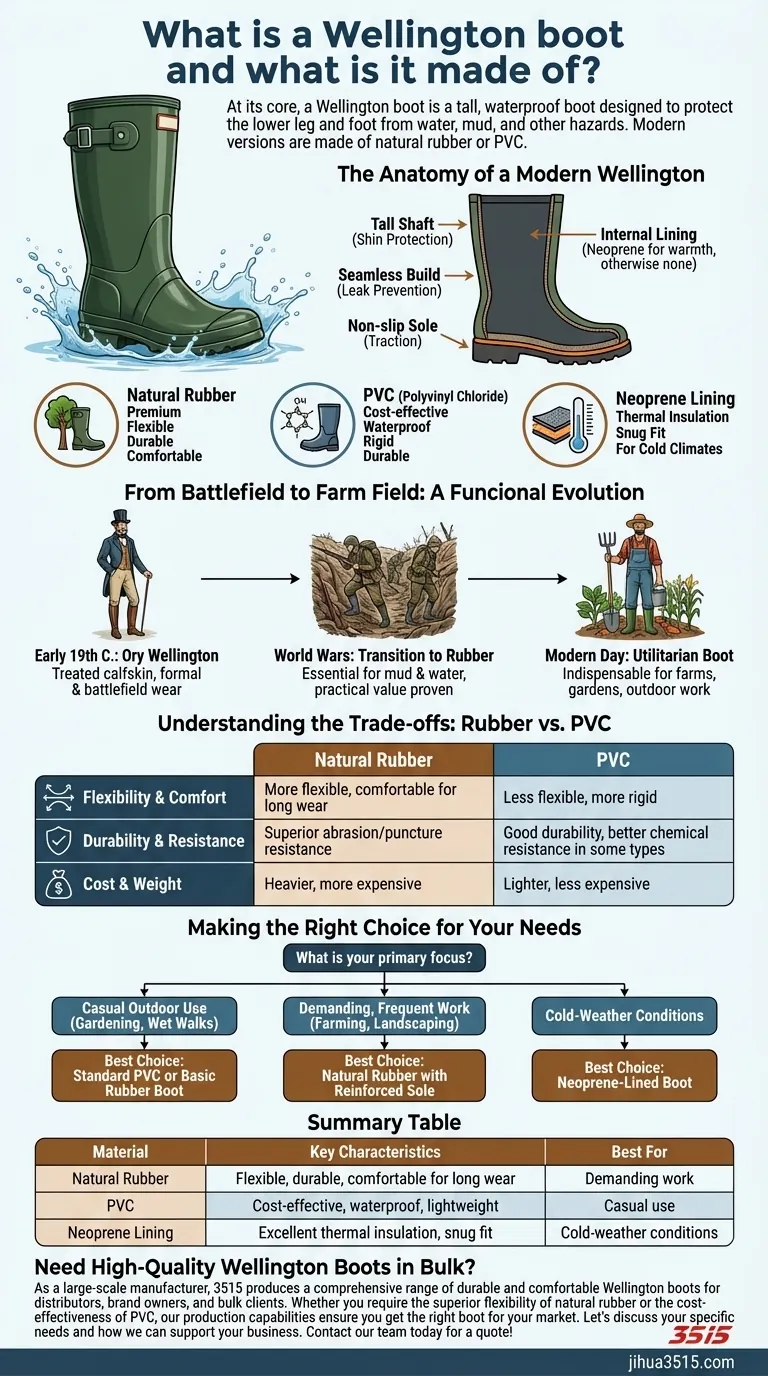웰링턴 부츠란 무엇이며 무엇으로 만들어지나요? 소재 및 용도 가이드 시각적 가이드
