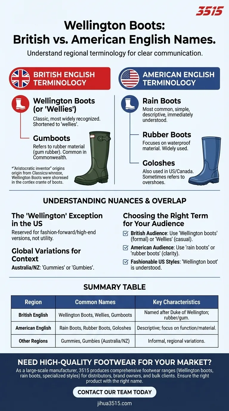 惠灵顿靴子（Wellington boots）有哪些不同的叫法？英式英语与美式英语指南 图解指南