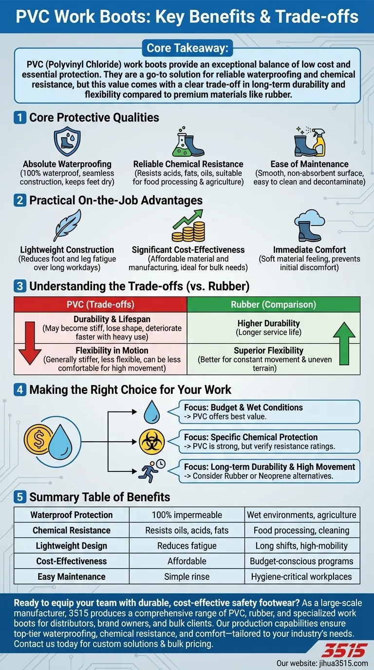 Quali sono i principali vantaggi degli stivali da lavoro in PVC? Scopri una protezione superiore dall'acqua e dagli agenti chimici Guida Visiva