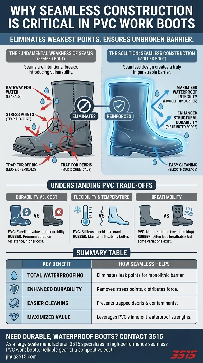 为什么PVC工作靴的无缝结构很重要？为了无与伦比的防水保护 图解指南