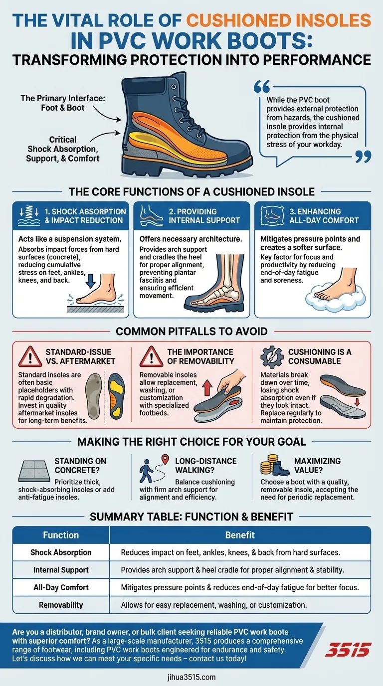 PVC 工作靴中的缓冲鞋垫起什么作用？提升舒适度，减轻疲劳 图解指南