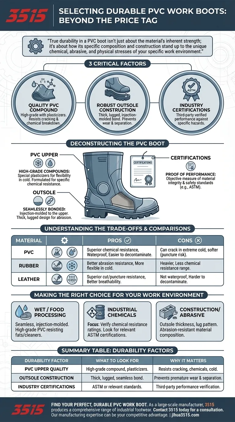 Que faut-il rechercher en termes de durabilité lors de la sélection de bottes de travail en PVC ? Assurer une protection durable Guide Visuel