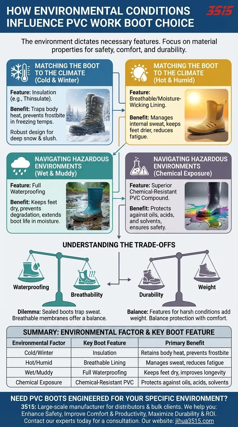 环境条件如何影响 PVC 工作靴的选择？根据您的工作场所选择合适的靴子 图解指南